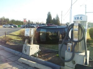 Car crashed into a vacuum station at a gas station